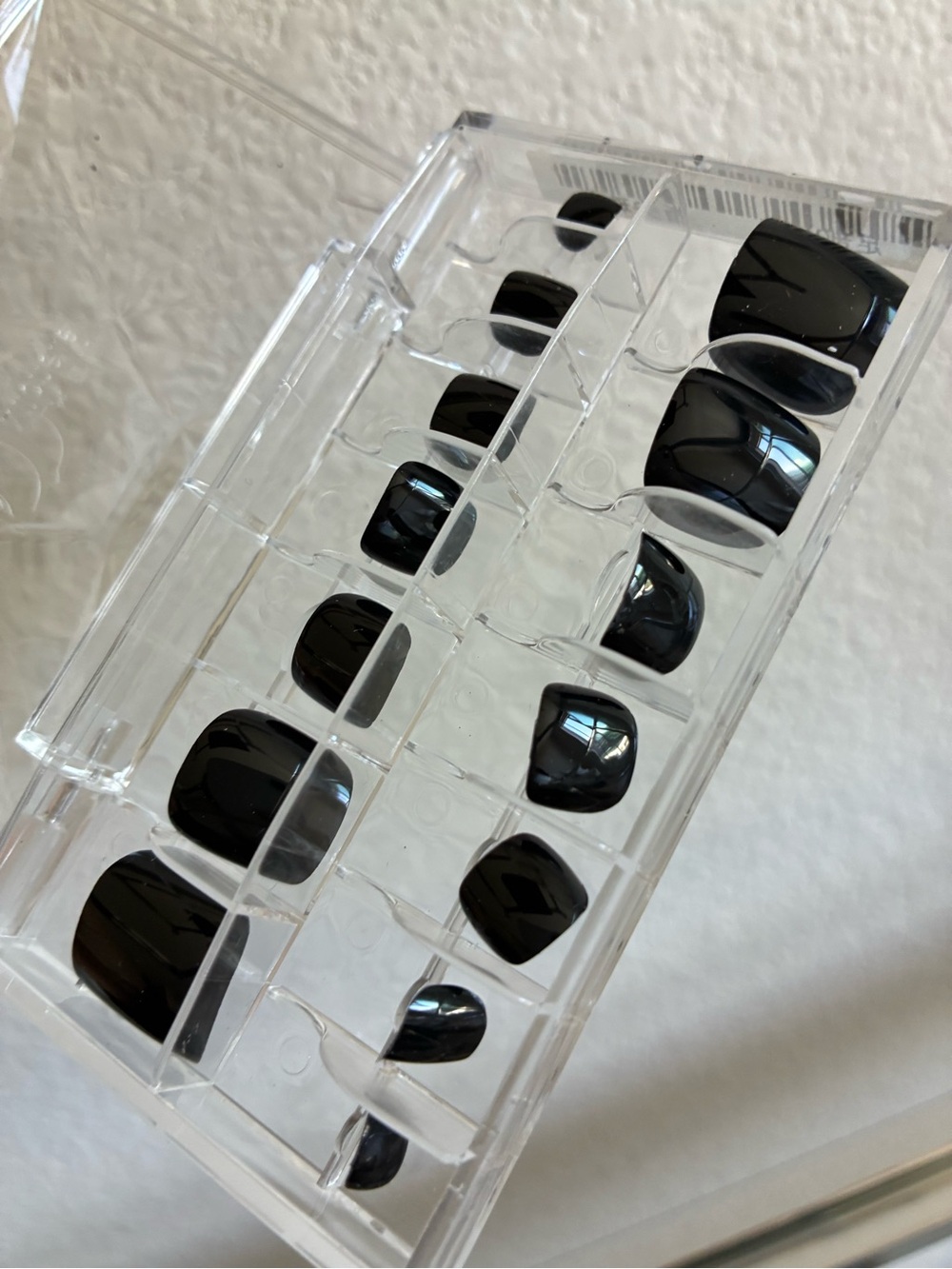 NEW Jet Black Glossy Square Toe Press On Nails | Full Pedicure Set
